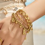 Personalized Retro Environmentally Friendly Stainless Steel Bear Pendant Double-Layer Bracelet Cold Ornament Women