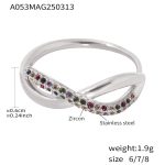 color: A053-Steel Color Mixed Colors Zircon Ring / size: US 7