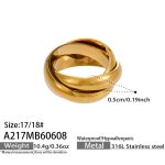 color: A217-Gold Three Layer Ring -Size 8