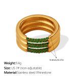 color: JZ175GNG7 Green Rhinestone Ring