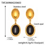 color: TXF269-Gold Black Opal Earrings