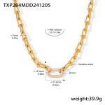 color: TXP204-Gold Horseshoe Clasp Zircon Necklace