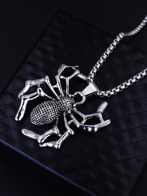 New Accessories Spider Pendant Personalized Punk Insect Man's Stainless Steel Necklace