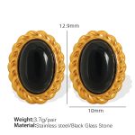 color: EH336 Glass Stone Gold Stud Earrings
