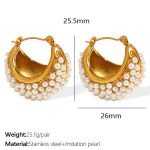 color: EH858WEPG White Bead Gold Earrings