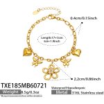 color: TXE185-Flower Zircon Gold Bracelet -17+5cm