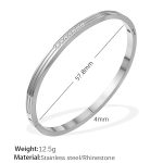 color: SZ205WES White Rhinestone Silver Bangle