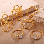 Flowers Openings Geometric More than Diamond-Studded Ring Style Light Luxury Design Women's Jewelry
