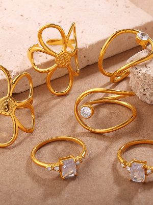 Flowers Openings Geometric More than Diamond-Studded Ring Style Light Luxury Design Women's Jewelry