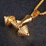 color: Dumbbell Gold + Pearl Chain