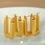 Temperament Entry Lux Geometric and Gold Earrings Simple and Cool Ear Clip Non-Fading Stainless Steel 18K Gold Plating