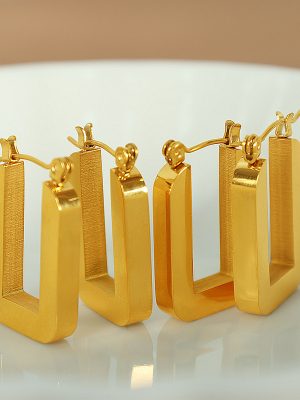 Temperament Entry Lux Geometric and Gold Earrings Simple and Cool Ear Clip Non-Fading Stainless Steel 18K Gold Plating