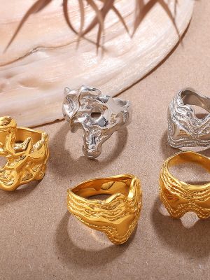Hong Kong Simple All-Match Advanced Ring Stainless Steel Cold Light Luxury Irregular Ornament