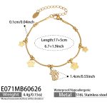 color: E071-Puppy Claw Pendant Gold Bracelet -17+5cm