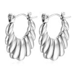 color: Pattern Stamped Earrings Steel Color