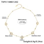 color: TXP511-White Glass Stone Gold Necklace 40+5cm
