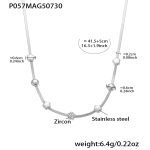 color: P057-Steel Color Five-petal Flower Necklace 41+5cm