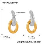 color: F491-Two-tone Steel Earrings