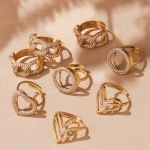 Stainless Steel Full Zirconium Love Ring Opening Ring Set Personality PVD Electroplating Non-Fading Little Finger Ring