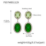 color: F957-Mixed Green Faceted Stone Steel Color Earrings