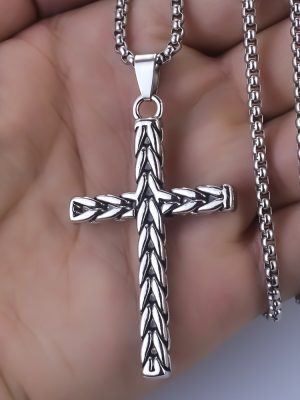 Stainless Steel Cross Pendant Men's Sweater Necklace Hip-Hop Fashionable Brand Punk Does Not Fade