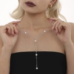 color: M055-Steel Color Imitation Pearl Tassel Sweater Chain