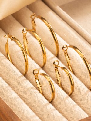 Stainless Steel Geometric round Ring Earrings Women's Gold Simple and Exaggerated Personalized Earrings Temperament Earrings