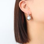 color: F369-Steel Color Gray Imitation Pearl Earrings 1 Pair