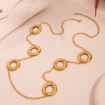 Stainless Steel Hollow Ring Long Two-Color Sweater Chain 18K Gold Plating Simple All Match Jewelry New
