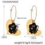 color: F564-Black Resin Heart Earrings
