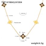 color: TXP141-Gold Black Enamel Necklace