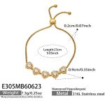 color: E305-White Zircon Gold Bracelet -23cm