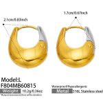 color: F804-U Shape Polished Two-tone Gold Earrings -L