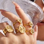 New Micro Inlaid Zircon Love Five-Pointed Star Bracelet Stainless Steel 18K Gold Plating Female Accessories Ring