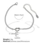 color: SL100 White Rhinestone F Steel Color Bracelet SL100SF