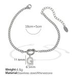 color: SL100 White Rhinestone G Steel Color Bracelet SL100SG