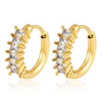 color: -1 Square Zircon Earrings Gold