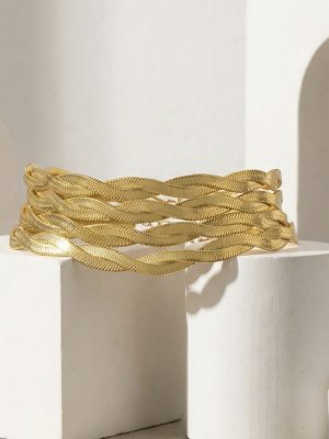 Simple Cross Woven Blade Chain Bracelet PVD 18K Gold Plating High Quality Personalized Bracelet