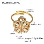 color: TXA311-Gold 5A Zircon Rotating Flower Ring