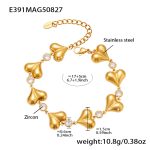 color: E391-Gold Heart Bracelet 17+5cm