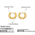 color: F555-Plain Ring Gold Earrings -Outer Diameter 14mm