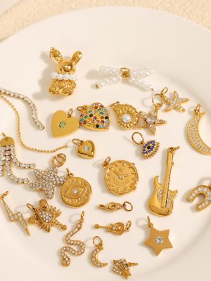 Exquisite DIY Diverse Jeweled Pendant Accessories Stainless Steel 18K Gold Plating Versatile Collection