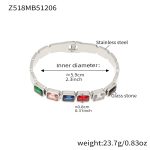 color: Z518-Steel Color Colorful Glass Stone Bangle