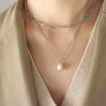color: P791-Steel Color Double Layer Necklace