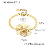 color: TXE328-Gold Flower Zircon Bracelet 15+5cm