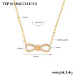 color: TXP162-Gold 8 Letter Bow Set with Zircon Necklace