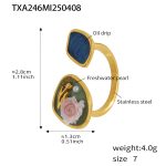 color: TXA246-Rose Enamel Gold Ring -Size 7