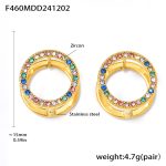 color: F460-Gold Mixed Colors Zircon Earrings