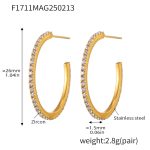 color: F1711-A Style -Gold White Zircon Earrings -26mm