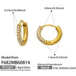 color: F682-Zircon Gold Earrings -9mm